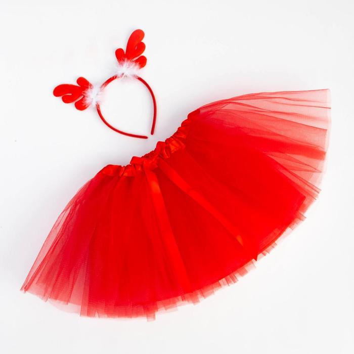 Набор для фотосессии (юбка, ободок) KAFTAN «Рождественский оленёнок», красный, рост 86-104 см