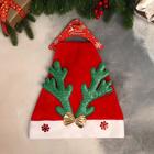 Колпак новогодний "Оленьи рога" зелёные 27х35 см - фото 29538999