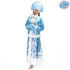 Карнавальный костюм «Снегурочка Метель», душегрея с баской, юбка, кокошник, варежки, атлас, р. 44-46, рост 170 см - фото 9387685
