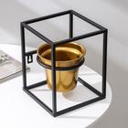 Кашпо для цветов на подставке Доляна «Касель», 16×16×21,5 см, цвет чёрный, золото - фото 24616357