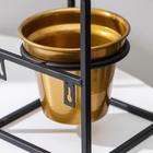 Кашпо для цветов на подставке Доляна «Касель», 16×16×21,5 см, цвет чёрный, золото - фото 24616358
