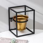 Кашпо для цветов на подставке Доляна «Касель», 16×16×21,5 см, цвет чёрный, золото - фото 24616360
