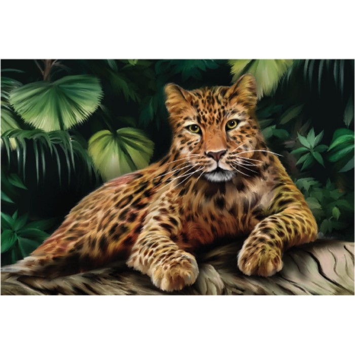 Алмазная мозаика с полным заполнением «Леопард» 50x60 см, на подрамнике - Фото 1