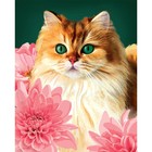 Алмазная мозаика с частичным заполнением «Кошка в цветах» 40х50 см, холст, ёмкость - Фото 1