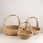 Корзина плетёная для хранения «Кош», ротанг, бежевая, набор 3 шт. - Фото 1