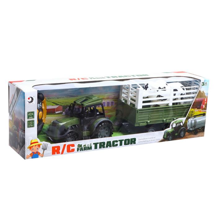 Трактор радиоуправляемый «Фермер», с прицепом и животным, работает от батареек, МИКС 51014