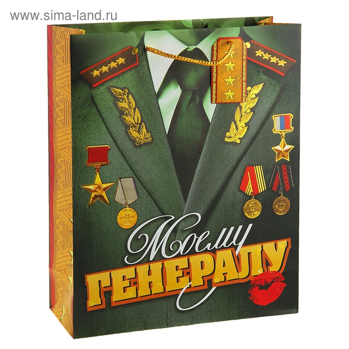 Пакет ламинированный вертикальный с тиснением «Моему генералу», 18 × 23 см - Фото 1