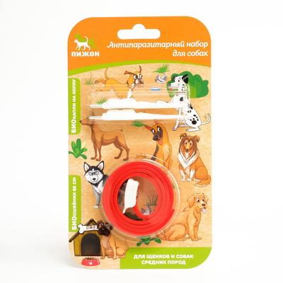 Набор от паразитов «Пижон», ошейник 65 см + биокапли 2×2 мл, для собак средних пород