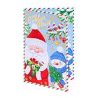 Открытка "С Новым Годом!" Дед Мороз, снеговик, снегири, тиснение, конгрев (комплект 10 шт) - фото 25631549