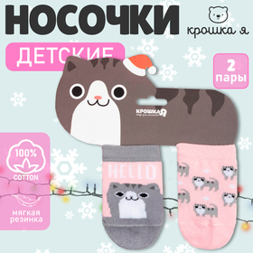 Набор носков Крошка Я "Котик", 2 пары, 8-10 см