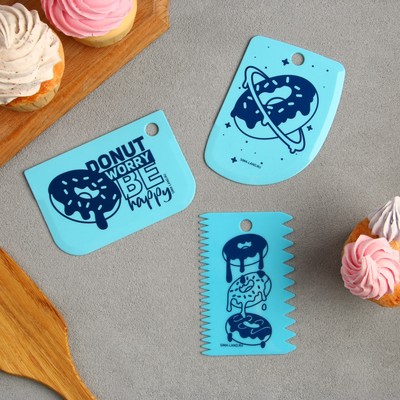 Набор кондитерских шпателей «Пончик» 11.5×8 см, 11.2×6.5 см, 10×7 см, 3 шт