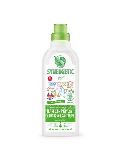 Жидкое средство для стирки Synergetic, гель, универсальное, 750 мл