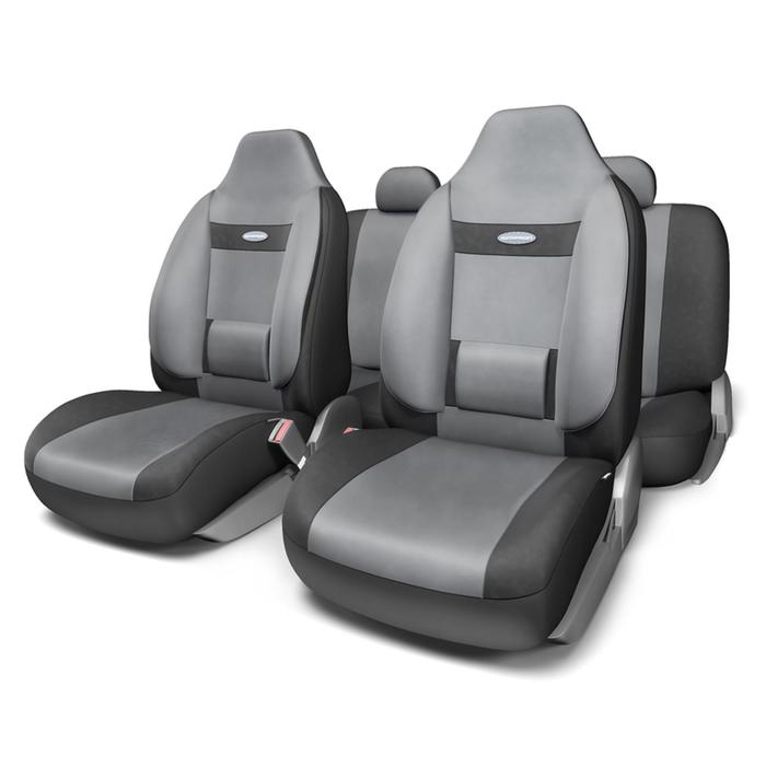 Авточехлы универсальные COMFORT COM-1105H чёрный/темно серый, 9 предметов - Фото 1