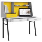 Стол письменный Polini kids Aviv 1455 с надстройкой и ящиками, цвет белый/серый-желтый - Фото 2