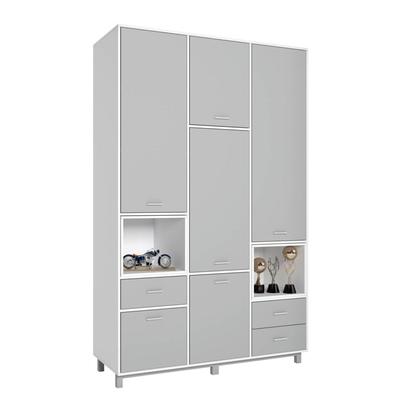 Шкаф трехсекционный Polini kids Mirum 2330, белый-серый