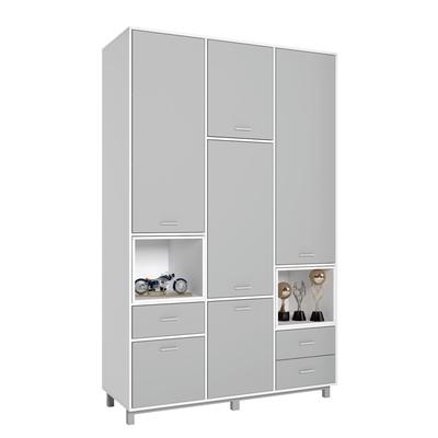 Шкаф трехсекционный Polini kids Mirum 2335, белый-серый, белый