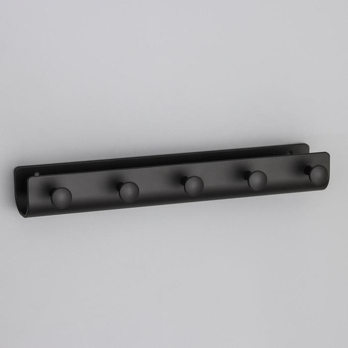 Вешалка на 5 крючков «Став», 27,5×4×3,5 см, цвет чёрный - Фото 1