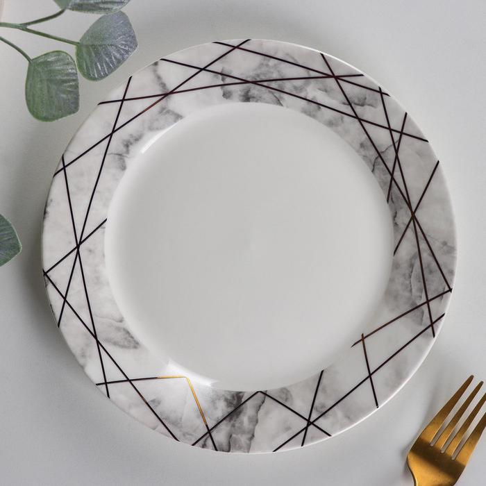 Тарелка фарфоровая десертная Доляна «Мрамор», d=20,5 см - Фото 1