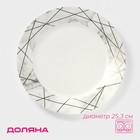 Тарелка обеденная Доляна «Мрамор», d=25.3 см, фарфор, цвет белый - Фото 1
