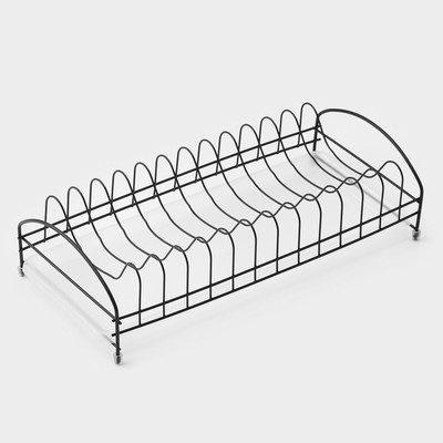 Сушилка для тарелок с поддоном Доляна, на 12 предметов, чёрная