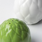 Перечница и солонка из керамики «Артишок», белая и зеленая 6 х 6.5 см, цвет белый-зелёный - фото 7331526
