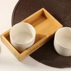 Набор чашек из керамики на деревянной подставке «Вкус в деталях», 200 мл, 2 шт., цвет белый  (артикул 6888052)  большой выбор товаров оптом и в розницу по низким ценам с доставкой