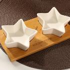 Блюда из керамики на деревянной подставке «Космически вкусно», 100 мл, 2 шт, цвет белый - Фото 2