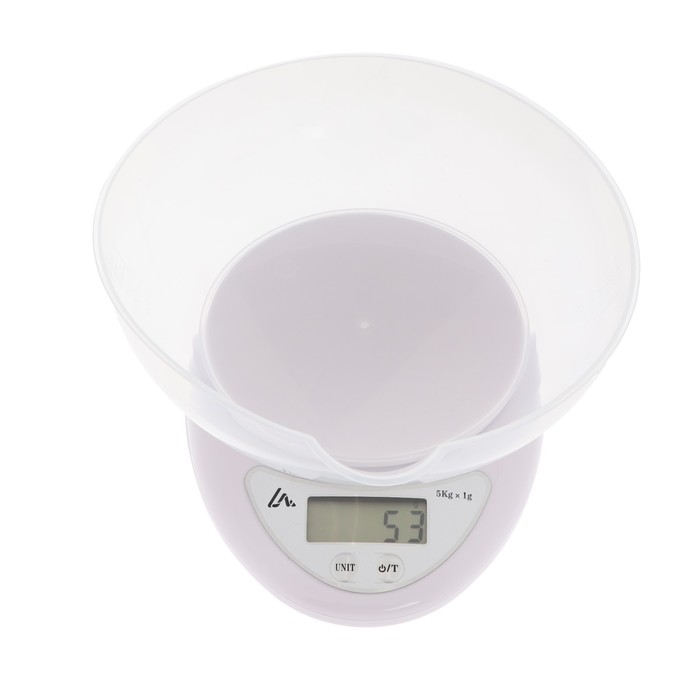 Весы кухонные Luazon LVK-706, электронные, с чашей, до 5 кг, белые - фото 1889649268
