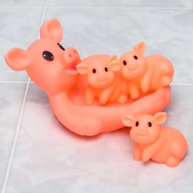 Набор резиновых игрушек для ванны «Мыльница: Свинка», с пищалкой, 4 шт, Крошка Я