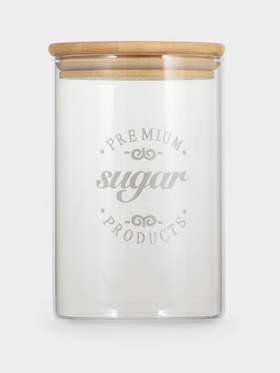 Банка для хранения «Эко. Сахар», 1 л, 10×15 см, с бамбуковой крышкой, стекло, прозрачная
