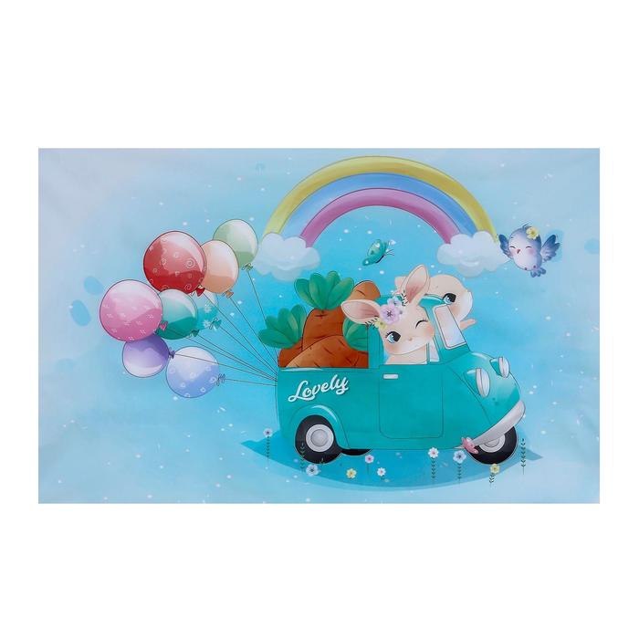 Фотофон виниловый «Зайки с морковкой на машинке» 120×80 см - Фото 1