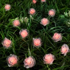 УЦЕНКА Гирлянда «Нить», 4.5 м, уличная, с насадками «Роза», IP44, 30 LED, 2 режима, солнечная батарея, тёмная нить, свечение красное - Фото 4