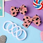 Набор для волос "Аделин" (4 резинки, 2 зажима) чёрный горох, 6,5х4,5 см, коричневый - Фото 2