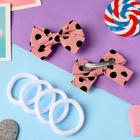 Набор для волос "Аделин" (4 резинки, 2 зажима) чёрный горох, 6,5х4,5 см, коричневый - Фото 3