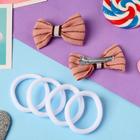 Набор для волос "Аннет" (4 резинки, 2 зажима) двойная полоса, 5,5х3,5 см, бело-коричневый 6970605