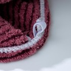 Чалма для сушки волос Доляна, микрофибра, с пуговкой, бордовая - Фото 4