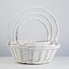 Набор корзин плетеных (ива), 37х37х14/37 см / 31х31х12,5/32 см / 25х25х11/27 см, 3 шт., белы - Фото 5