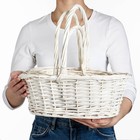 Корзина плетёная для хранения, ива, овальная, белая, с ручкой, набор 3 шт. - Фото 2
