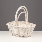 Корзина плетёная для хранения, ива, овальная, белая, с ручкой, набор 3 шт. - Фото 3