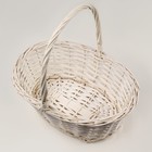 Корзина плетёная для хранения, ива, овальная, белая, с ручкой, набор 3 шт. - Фото 6