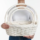 Корзина плетёная для хранения, ива, овальная, белая, набор 3 шт. - Фото 2