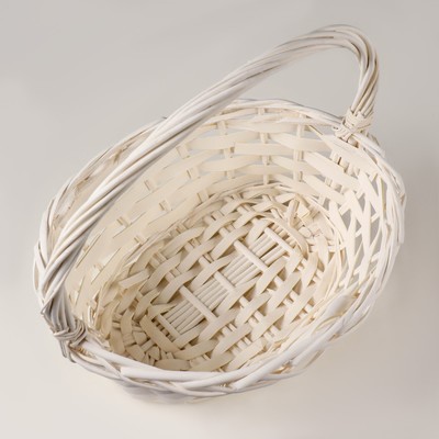 Корзина плетёная для хранения, лоза, с ручкой, овальная, белая, набор 3 шт.