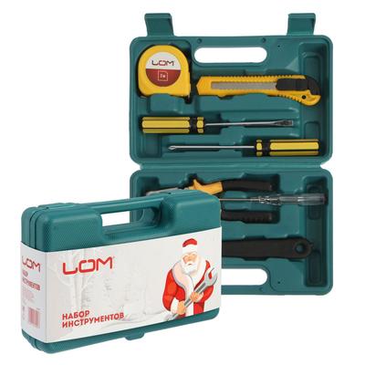 Набор инструментов в кейсе ЛОМ, в подарочной упаковке «НОВЫЙ ГОД», 7 предметов
