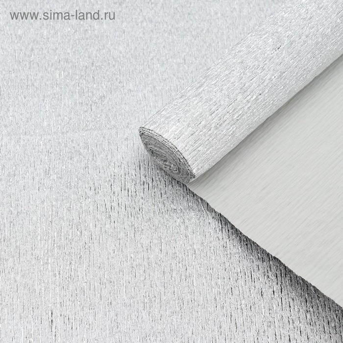 Бумага креп, с фольгированием, цвет серебряный, 0,5 х 2,5 м - Фото 1