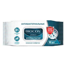 

Влажные салфетки BioCos Антибактериальные, с клапаном, 80 шт.