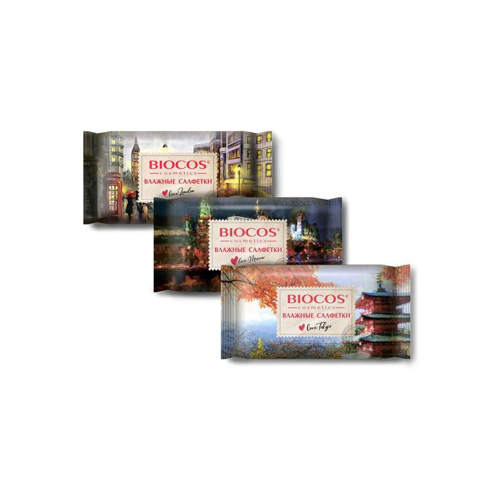 Влажные салфетки BioCos «Столицы мира» Лондон, Токио, Москва микс,15 шт - Фото 1