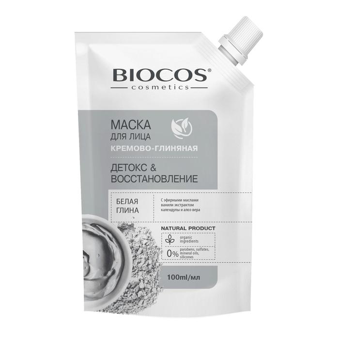 Маска для лица BioCos на основе белой глины, Детокс и Восстановление в дойпаке, 100 мл - Фото 1