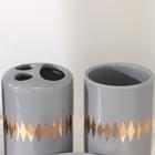 Набор аксессуаров для ванной комнаты «Лесли», 4 предмета (мыльница, дозатор для мыла, 2 стакана), цвет серый - фото 38690847