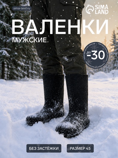 Валенки мужские, цвет чёрный, размер 45 (33)