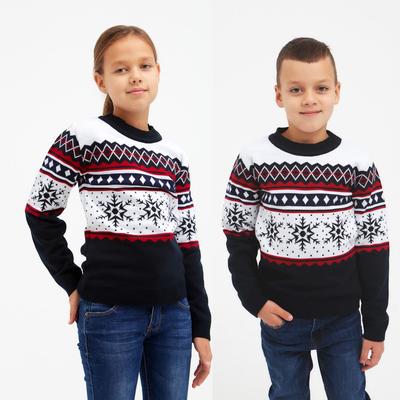 Свитер вязаный новогодний детский KAFTAN Snow, размер 32 (110-116 см), чёрный
